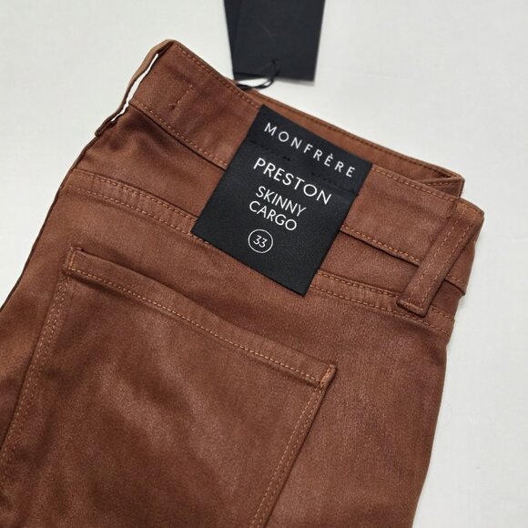 Monfrere - 33 Preston Cargo Pants Slim Fit Stretch Utility Coated Toffee $328 - Picture 4 of 8
